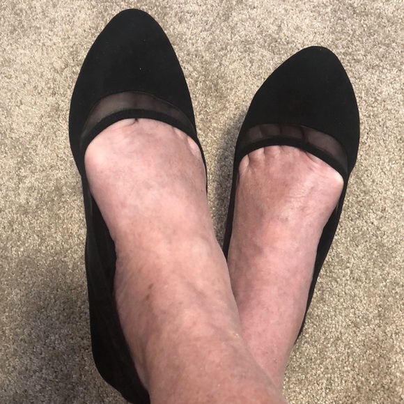 Torrid 10w Ballet Flats Mesh Faux Suede Black Almond Toe - Picture 7 of 8
